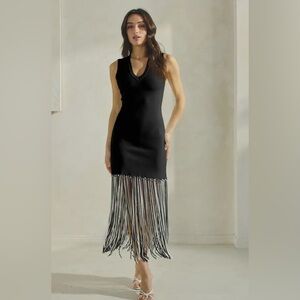 Elegant Black Fringe Dress